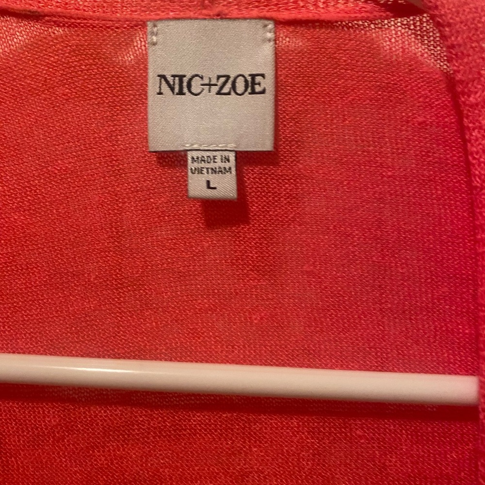 NIC+ZOE Open-Front Red Cardigan-Size L - Picture 3 of 3